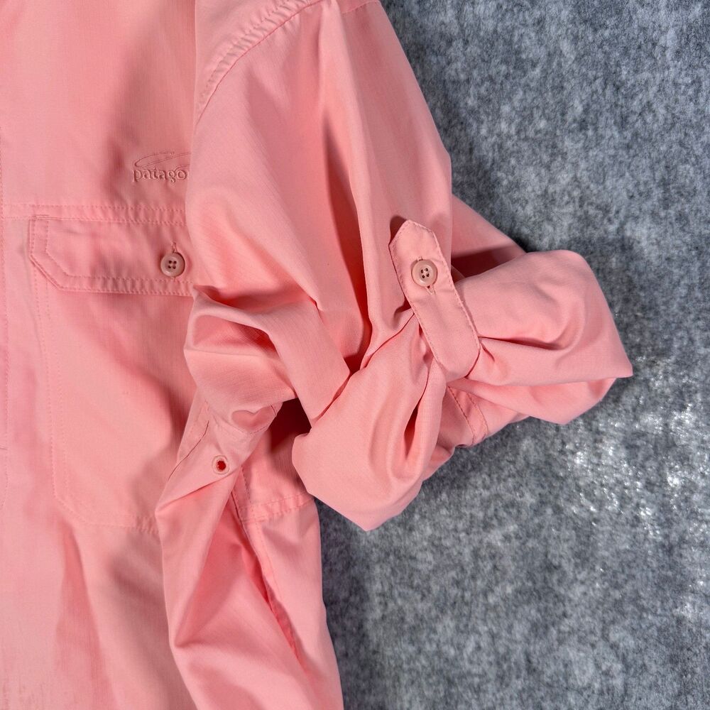 Patagonia Sol Patrol Shirt Mens XL Pink Vented Roll Tab Tiny Hole Minor Stain - Picture 8 of 15